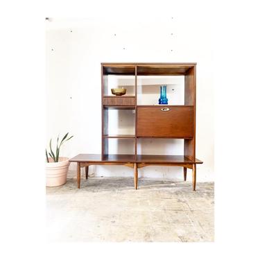 Mid Century Modern Bar Bookcase or Room Divider with Drop Down by Hooker 
