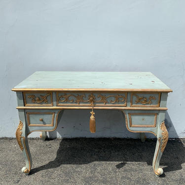 Antique Desk French Provincial Writing Table Vintage Hollywood Regency Boudoir Set Makeup Vanity Shabby Chic Laptop Stand CUSTOM PAINT AVAIL 
