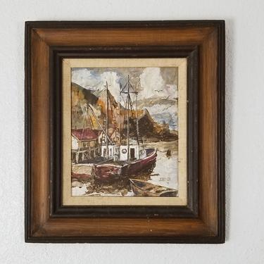 1975 Jerry Cox Boat Harbor Painting . 