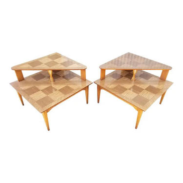Mid-Century Modern Corner Tables by Lane Furniture - a Pair 
