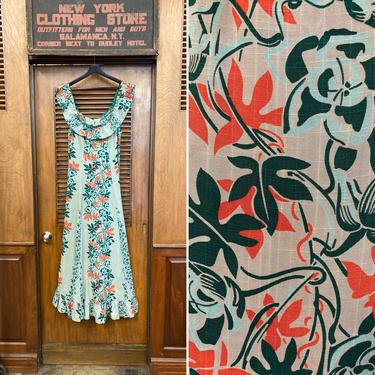 Vintage 1940’s Malihini Label Rayon Hawaiian Muu Muu Dress, 1940s Rayon Dress, 1940’s Muu Muu, Vintage Hawaiian Dress, Tiki Dress, Malihini 