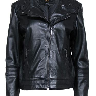 Bernardo - Black Smooth Leather Moto Jacket Sz L