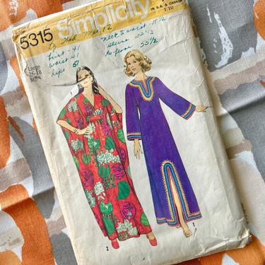 Vintage Simplicity Sewing Pattern, 70s Caftan Dress, Kaftan Maxi, Hippie Boho, Complete with Instructions 