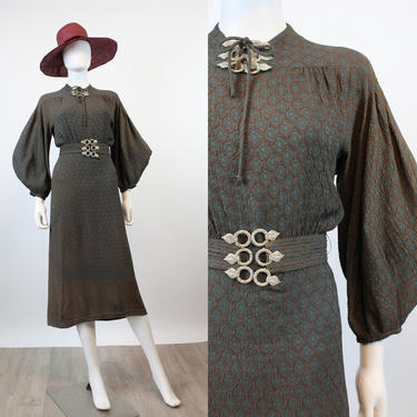 1930s BALLOON sleeves rayon dress gown xs small  | new fall JMC 
