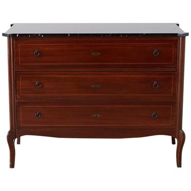 Neoclassical Marble Top Commode Chest of Drawers by ErinLaneEstate