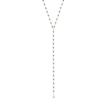 19.7" Mini Party Y Necklace - LAPIS + YELLOW GOLD