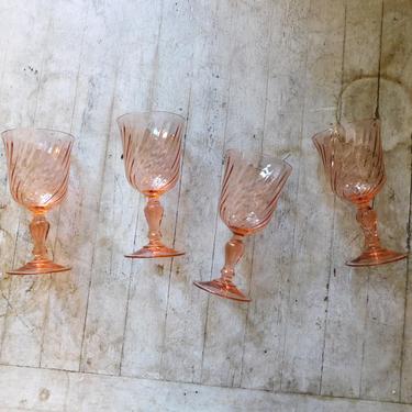 Vintage French Pink Beauty Wine Glasses (set of 4)