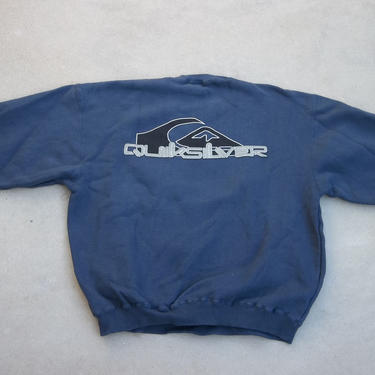 Vintage Sweatshirt Quicksilver Skate 1990s Surf Retro Large Distressed Preppy Grunge Unisex Casual Athletic Street Pullover 