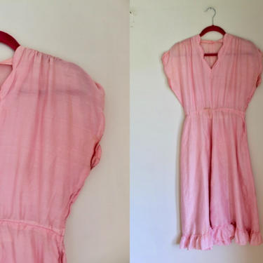 Vintage 1940s Pink Silk Dress / XS 