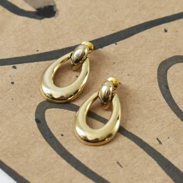 vintage small doorknocker hoops, 90s gold earrings 