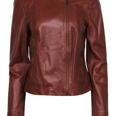 Classiques Entier - Rich Brown Smooth Leather Zip-Up Jacket Sz M