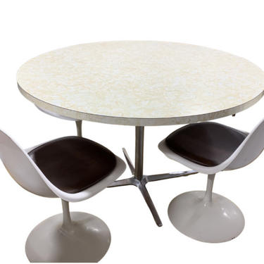 Mid Century MODERN Round Formica + Chrome DINING TABLE 