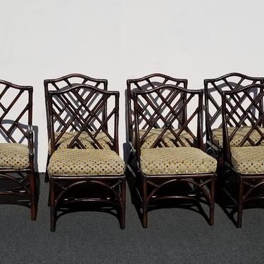 Six Vintage Chinese Chippendale Bamboo Chairs David Francis Furn. ~ Seven Chairs 