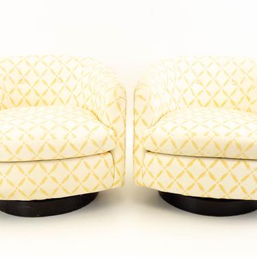 Selig Milo Baughman Style Mid Century Barrel Swivel Lounge Chair - mcm 