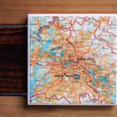 1979 Vintage Berlin Germany Map Coaster. Germany Gift. Berlin Map. Vintage Travel Décor. German History Gift. European Travel German Barware 