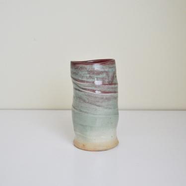 Cheryl Glaser Mint Green Cylindrical Vase | Handmade Gradient Ceramic Pottery | Mid Century Modern 