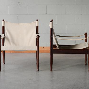 Mid-Century Danish Modern Erik Wørts for Eilersen Rosewood Safari Lounge Chairs - a Pair 