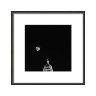 Black and White Washington DC Photo, Capitol Dome Print, Washington DC Print, DC Wall Art, Full Moon Photo, Black White Travel Photography 