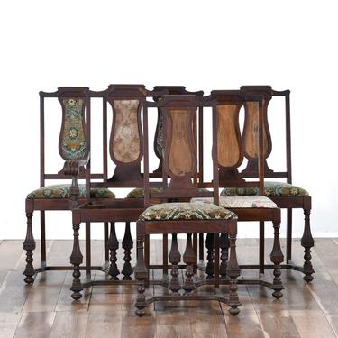Set Of 6 Antique Edwardian Carved Dining Chairs 