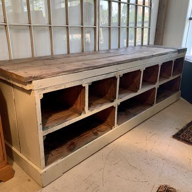 Vintage Industrial Work Table with Cubbies