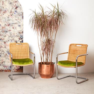 Vintage Rattan and Chrome Chairs