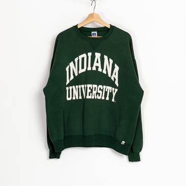 90s Indiana University Sweatshirt - Extra Large | Vintage Russell Green Graphic Collegiate Pullover 