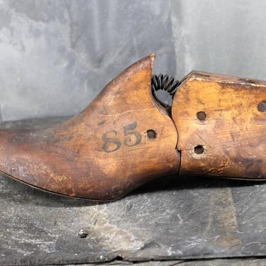 RARE Antique Hard Wood Shoe Last / Shoe Form - Spring/Hinge Intact, Lovely Dark Brown Aging - #85 - Industrial Decor | FREE SHIPPING 