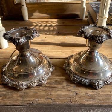 Silverplate Candle Holders, Pair