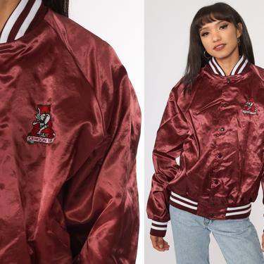 University of Alabama Jacket Crimson Tide University Letterman Satin Bomber Jacket 80s Varsity Jacket Football 1980s Snap Up Large 