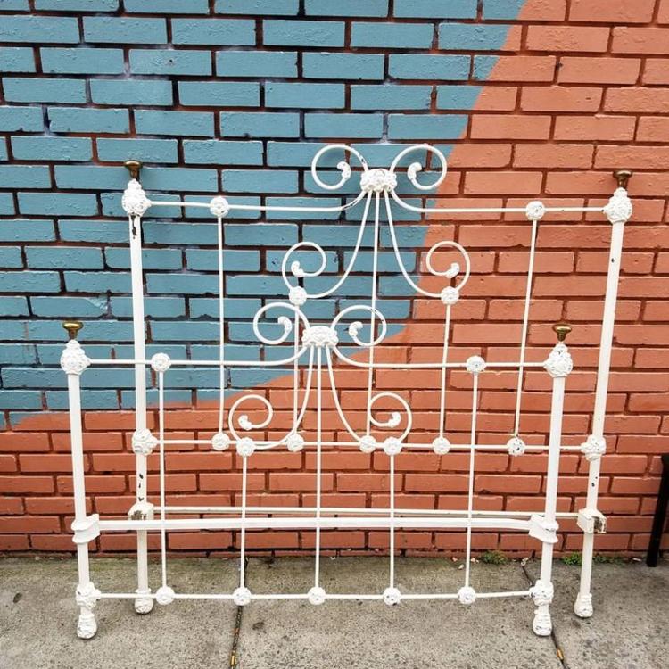 SOLD. 19th Century Iron Bed, $150