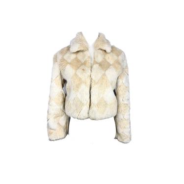 80's Faux Fur Jacket | Vintage Faux Fur Abstract Cropped Jacket | Womens Zip Up Bolero Cropped Jacket Vintage Clothing 