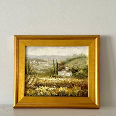 Vintage Oil Painting Small Italian Countryside Landscape 