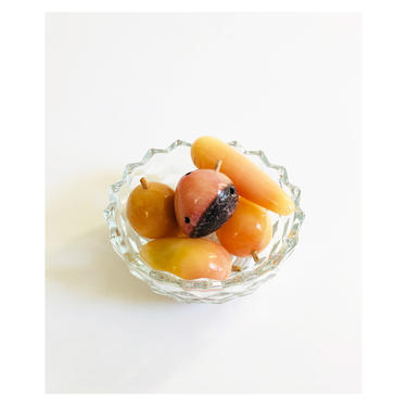 Vintage Peach Alabaster Stone Fruit / Set of 6 