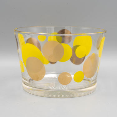 Russel Wright Eclipse Ice Bucket, Yellow and Gold Dots on Glass | Vintage Glassware | Mid Century Modern Barware 