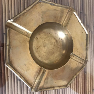 Vintage faux bamboo brass ashtray 