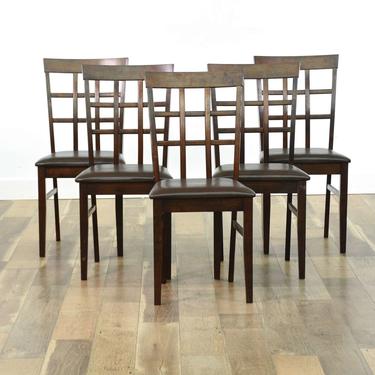Set Of 5 Contemporary Grid Back Dining Chairs