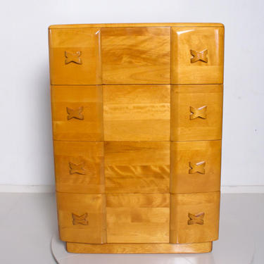 Mid Century Modern Pair Heywood Wakefield Highboy Rio Dressers, Chest Maple 1940's 