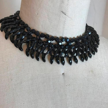 1950s necklace bib necklace vintage choker jet like necklace 1950s jewelry 1940s necklace gothic necklace victorian style necklace 