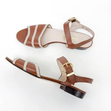 1980s Ferragamo Carmel Leather Sandals | 80s Brown Leather Sandals | Salvadore Ferragamo | US 8 UK 6 EU 38-39 