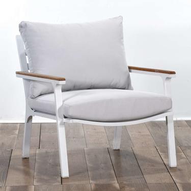 Contemporary White Metal Frame Patio Armchair