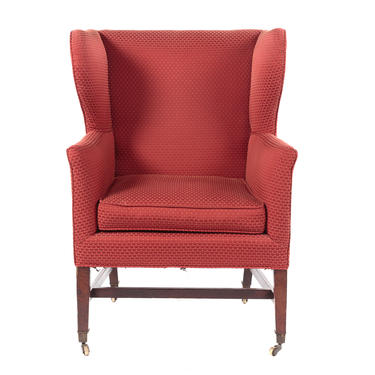 George III Mahogany Upholstered Wing Chair
