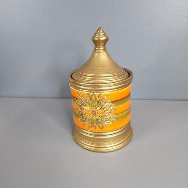 Bitossi Orange and Gold Lidded Jar 49/3 