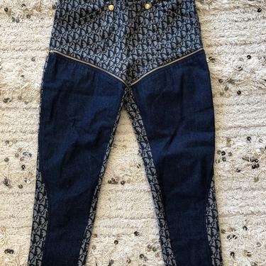 Vintage 90's CHRISTIAN DIOR Blue Trotter Logo Zipper shorts Cropped Denim Jeans Pants Trousers Galliano years- RARE!!! 