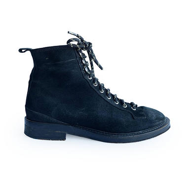 KOOPLES BLACK SUEDE LACE UP BOOTS