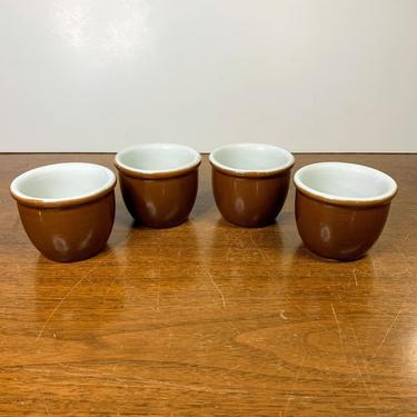 Vintage Hall China Custard Cups Brown 351 1/2 Mid Century Modern Set of 4 