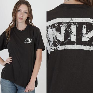 Vintage 1994 Nine Inch Nails NIN Local Crew 50 50 Trent Reznor Goth T Shirt XL 