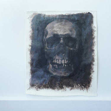 Iron Oxide and Mica Smoked Skull on Drawing Paper (signed)