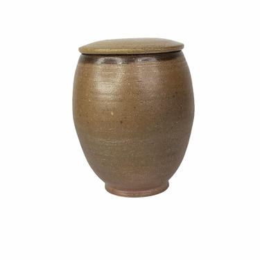 Vintage Brown Stoneware Studio Pottery Urn Jar by Freking 