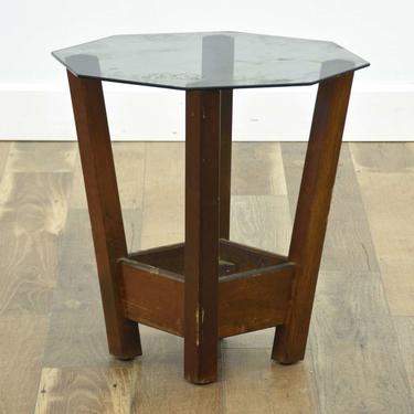 Art Deco End Table W Octagon Glass