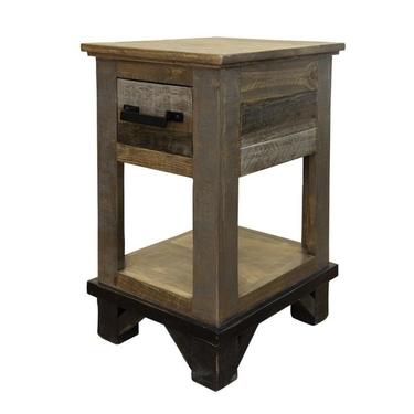 Farmhouse Rustic Solid wood 1-drawer Side Table 